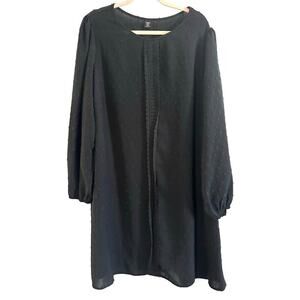 SHEIN Essnce Black Swiss Dot Lantern Sleeve Dress Curve Plus Sz 2XL